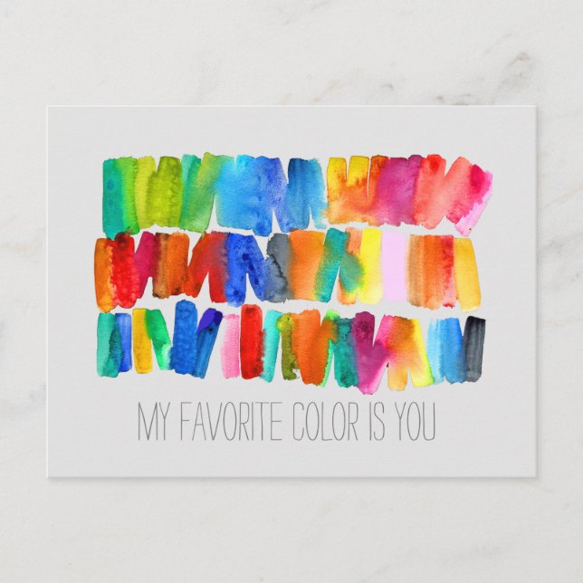 My favorite color is you rainbow art postcard (Front)