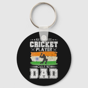 My Favorite Cricket Player Calls Me Dad India Flag Keychain