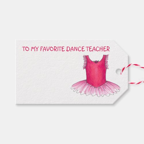 My Favorite Dance Teacher Ballet Ballerina Tutu Gift Tags