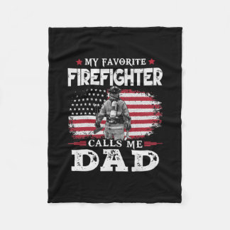 My Favorite Firefighter Calls Me Dad USA Flag Fleece Blanket