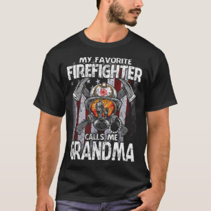 My Favorite Firefighter Calls Me GRANDMA USA Flag T-Shirt