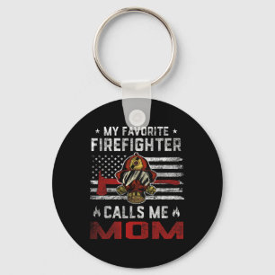 My Favorite Firefighter Calls Me Mom Usa Flag Moth Keychain