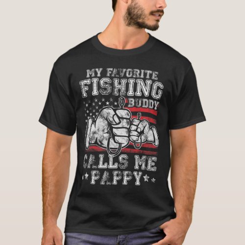 My Favorite Fishing Buddy Call Me Pappy Us Flag gi T_Shirt