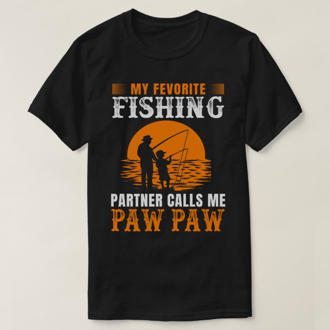 My Favorite Fishing Partner Calls Me PAW PAW Vinta T-Shirt (Design Front)