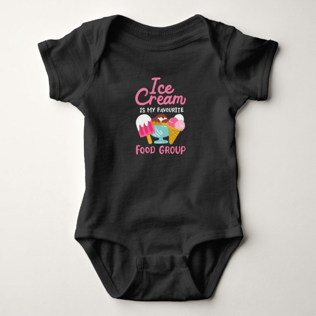 My Favorite Food Group is Ice Cream Baby Shower Baby Bodysuit (Front)