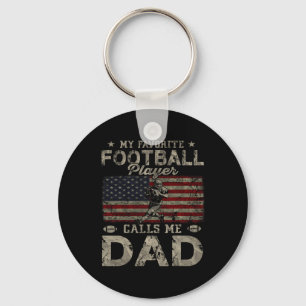 My Favorite Football Player Calls Me Dad Father's Keychain