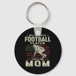 My Favorite Football Player Calls Me Mom Us Flag M Keychain