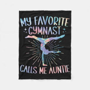 My Favorite Gymnast Calls Me Auntie Tie Dye Gymnas Fleece Blanket