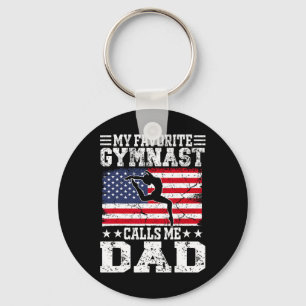 My Favorite Gymnast Calls Me Dad Usa Flag Father's Keychain