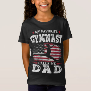 My Favorite Gymnast Calls Me Dad USA Flag Father's T-Shirt
