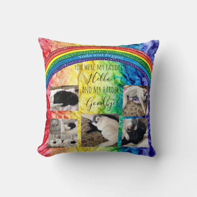 My Favorite Hello  Pet Memorial PHOTO Throw Pillow (Front)