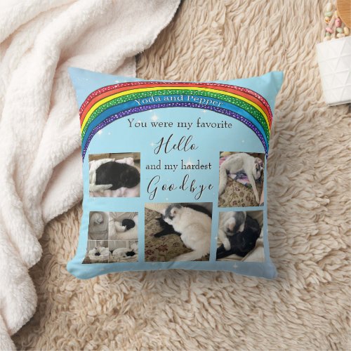 My Favorite Hello  Pet Memorial Photo Throw Pillow