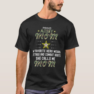 My Favorite Hero Wears Combat Boots-Proud Army Mom T-Shirt