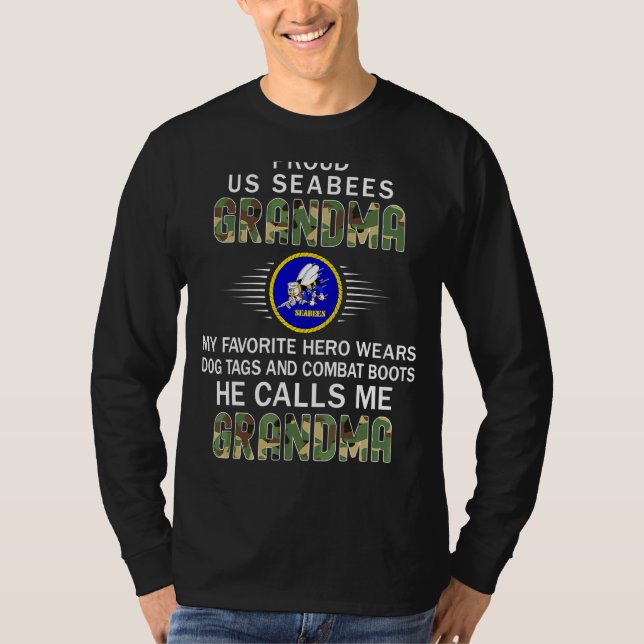 My Favorite Hero Wears Combat Boots Proud Seabees  T-Shirt (Front)