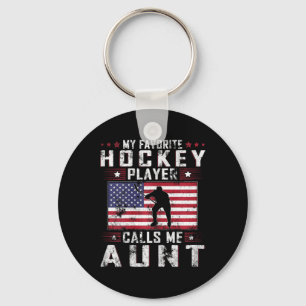 My Favorite Hockey Player Calls Me Aunt Mother Day Keychain