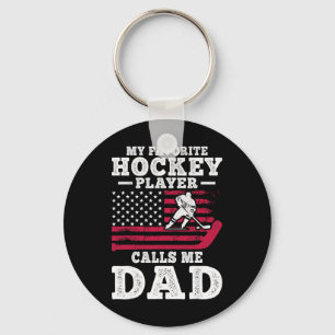 My Favorite Hockey Player Calls Me Dad Usa Flag Keychain