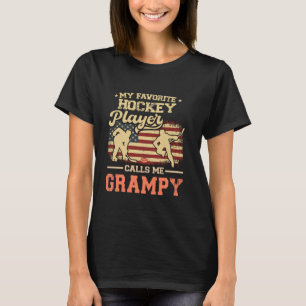 My Favorite Hockey Player Calls Me Grampy US Flag T-Shirt