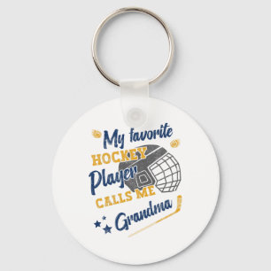 My Favorite Hockey Player Calls Me Grandma, Hockey Keychain