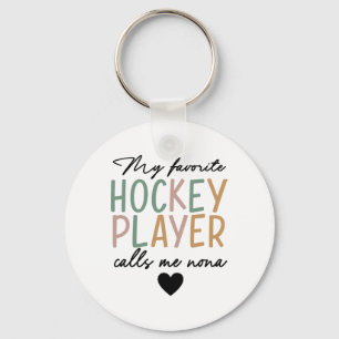 My Favorite Hockey Player Calls Me Nona Vintage Keychain