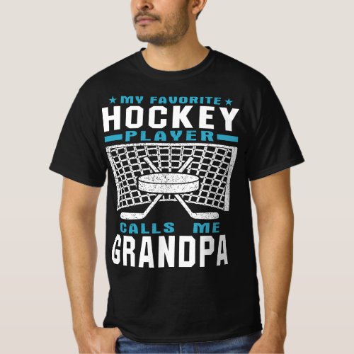 My Favorite Hockey Player Grandpa Grandparent Text T_Shirt