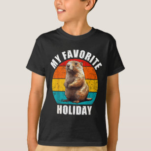 My Favorite Holiday Funny Groundhog Day 2025 Retro T-Shirt