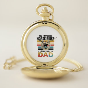 My Favorite Horse Rider Calls Me Dad Shirt Design_ Pocket Watch
