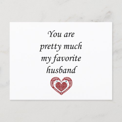 My Favorite Husband Valentine Postcard