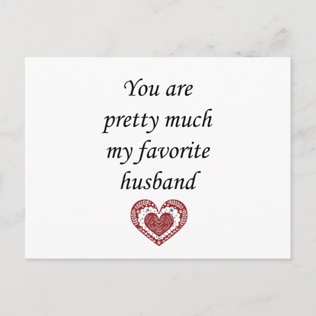 My Favorite Husband Valentine Postcard (Front)
