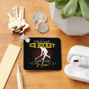 My Favorite Ice Hockey Player Calls Me Mom Funny Keychain