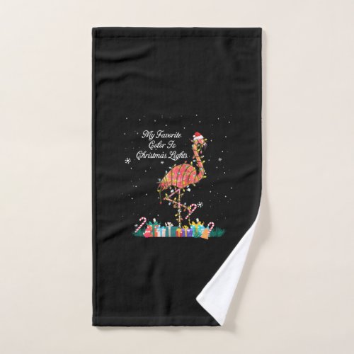 My Favorite Is Christmas Lights Costume Flamingo Hand Towel