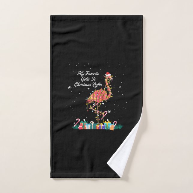 My Favorite Is Christmas Lights Costume Flamingo Hand Towel (Hand Towel)