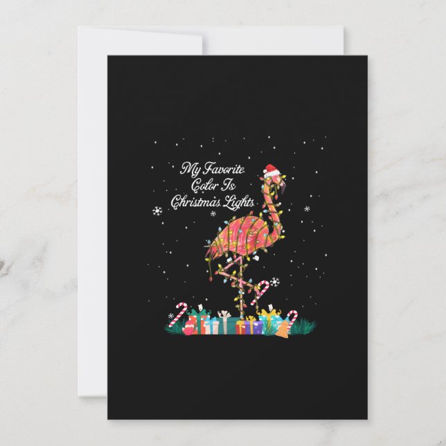 My Favorite Is Christmas Lights Costume Flamingo Holiday Card (Front)