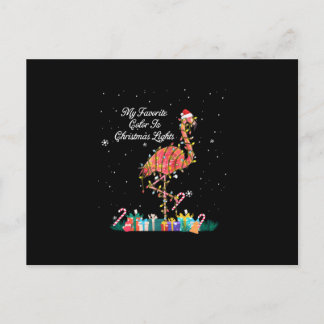 My Favorite Is Christmas Lights Costume Flamingo Holiday Postcard