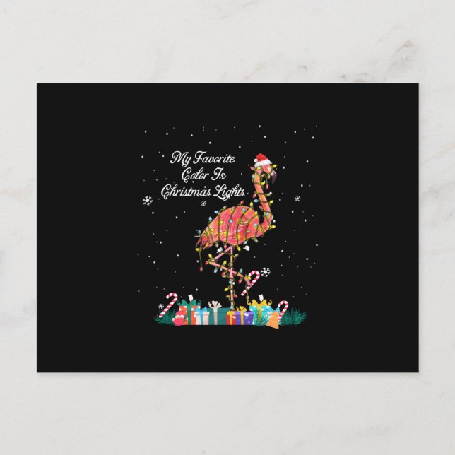 My Favorite Is Christmas Lights Costume Flamingo Holiday Postcard (Front)