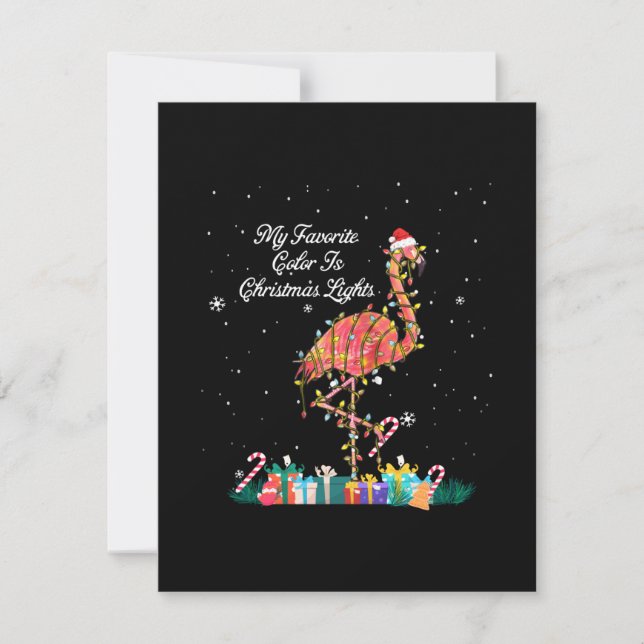 My Favorite Is Christmas Lights Costume Flamingo Invitation (Front)
