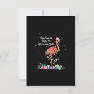 My Favorite Is Christmas Lights Costume Flamingo RSVP Card