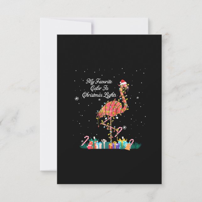 My Favorite Is Christmas Lights Costume Flamingo RSVP Card (Front)