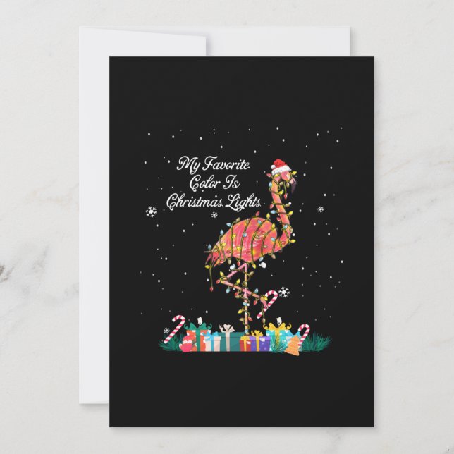 My Favorite Is Christmas Lights Costume Flamingo Save The Date (Front)