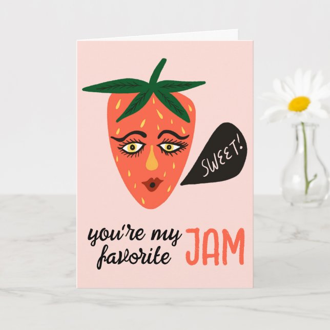 MY FAVORITE JAM Whimsical Sweet Strawberry Cute Card (Small Plant)