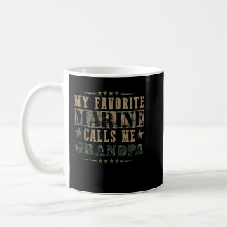 My Favorite Marine Calls Me Grandpa American Flag  Coffee Mug