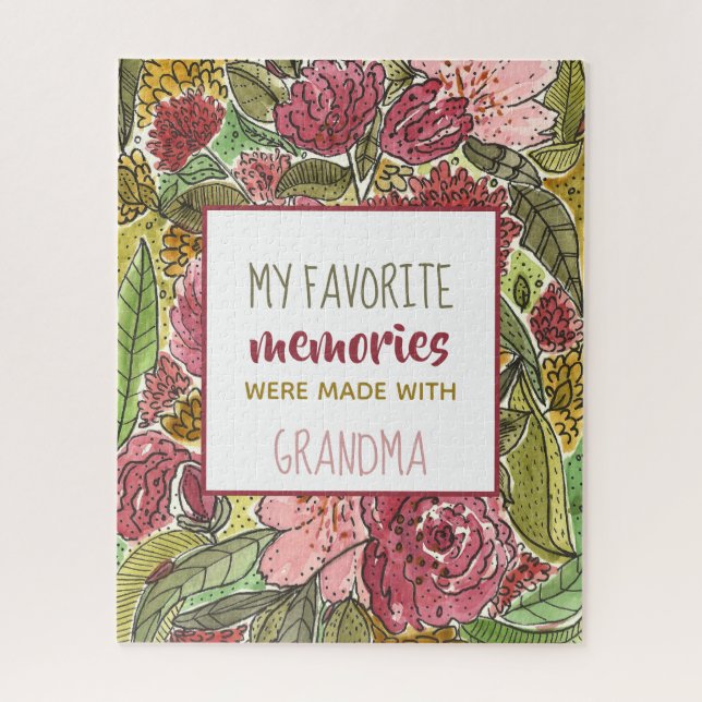 My Favorite Memories are with Grandma Pink Flowers Jigsaw Puzzle (Vertical)