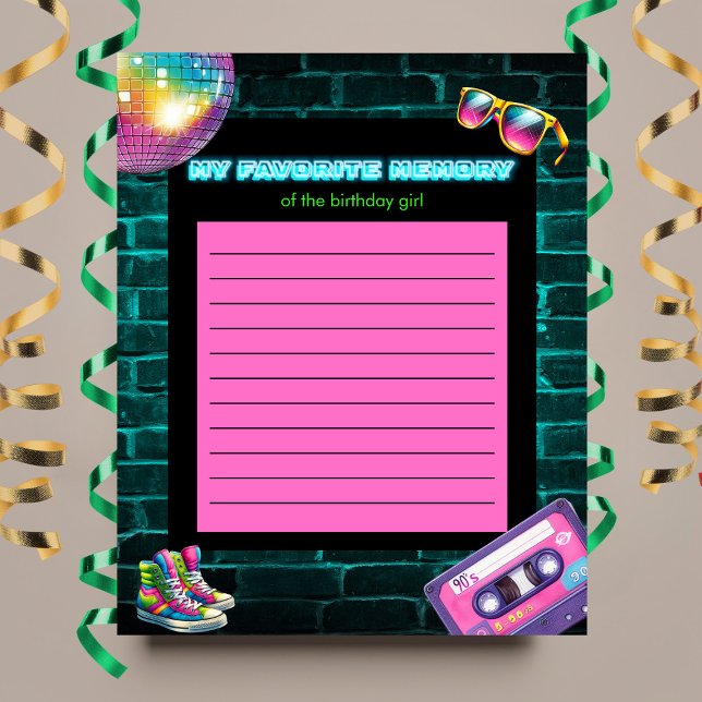 My Favorite memory 90s Neon Disco Birthday Game (Creator Uploaded)