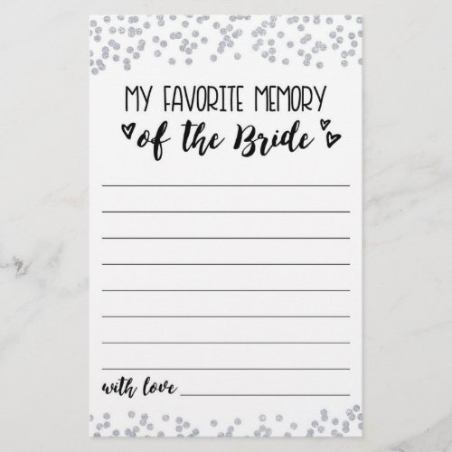 My favorite memory Bridal Shower or Hen Party game