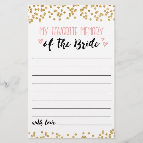 My favorite memory Bridal Shower or Hen Party game