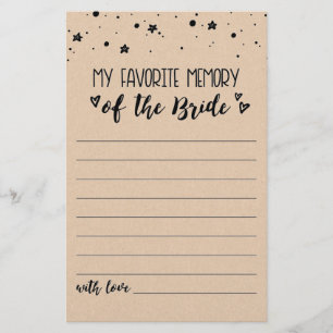 My favorite memory Bridal Shower or Hen Party game