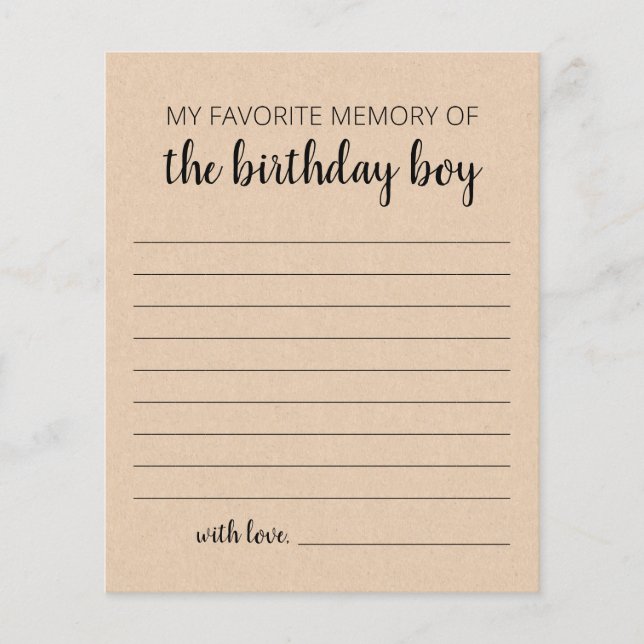 My Favorite Memory Of The Birthday Boy (Front)