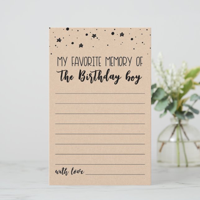 My Favorite memory of the Birthday boy Party game (Standing Front)