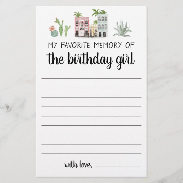 My Favorite Memory Of The Birthday Girl  (Front)