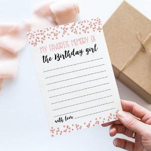 My Favorite memory of the Birthday girl Game Card