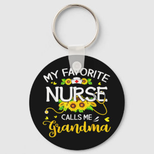 My Favorite Nurse Calls Me Grandma Sunflowers Moth Keychain